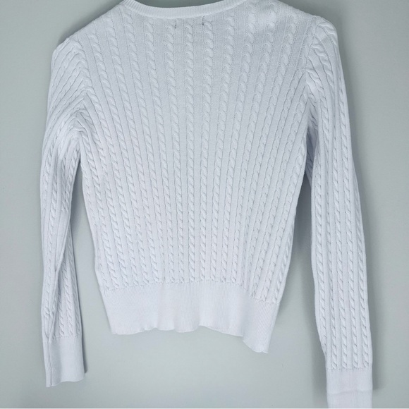 Ralph Lauren White and Pink Cable Knit Sweater Cardigan - Picture 11 of 11